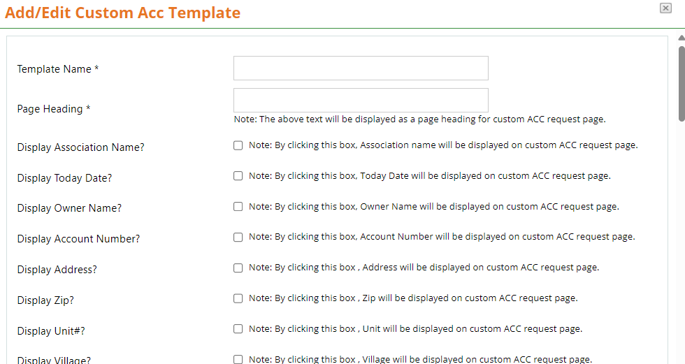 Acc Form Example Manage Custom ACC Templates